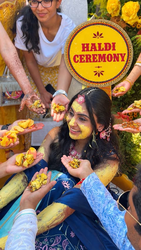 Haldi ceremony at a wedding in Lisbon